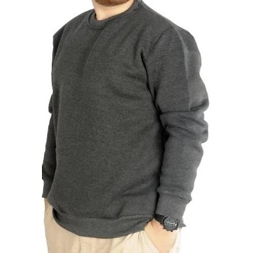 Erkek Sweatshirt Bisiklet Yaka Basic 20131 Antramelanj