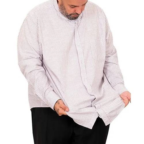 B�y�k Beden G�mlek Uzun Kol Keten Cepli  Bej 20384