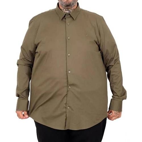 B�y�k Beden Erkek Klasik G�mlek Likral� 20351 Haki