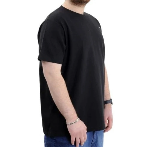 B�y�k Beden Erkek T-shirt Bisiklet Yaka WAFFLE 20033 Siyah