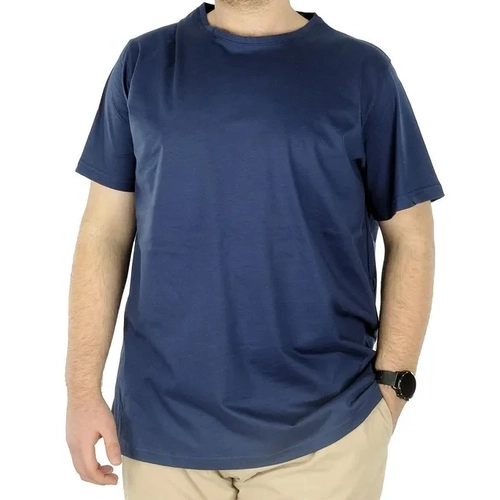B�y�k Beden Erkek Tshirt Bisiklet Yaka Basic 20031 �ndigo