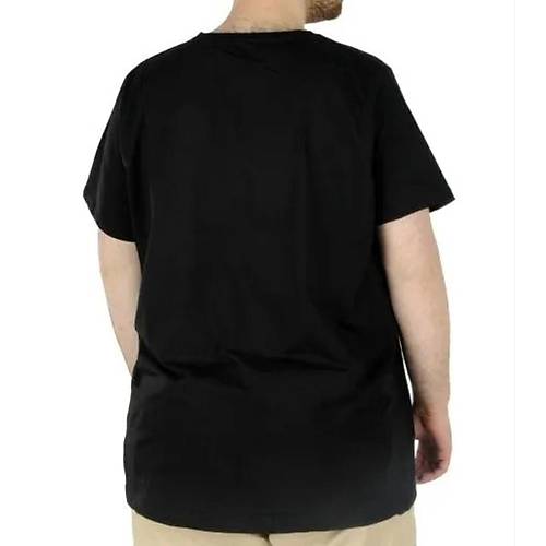 B�y�k Beden Erkek Likral� T-shirt Bisiklet Yaka 20149 Siyah