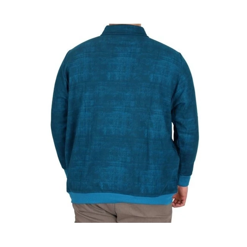 B�y�k Beden Erkek Sweat Desenli 24440 Turkuaz