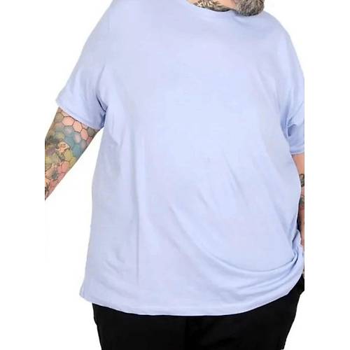 B�y�k Beden Erkek Tshirt Bisiklet Yaka Basic 20031 (Lila)