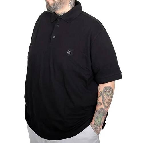 Battal Beden Erkek Tshirt Polo Yaka Nak��l� Klasik Pike 20553 Siyah