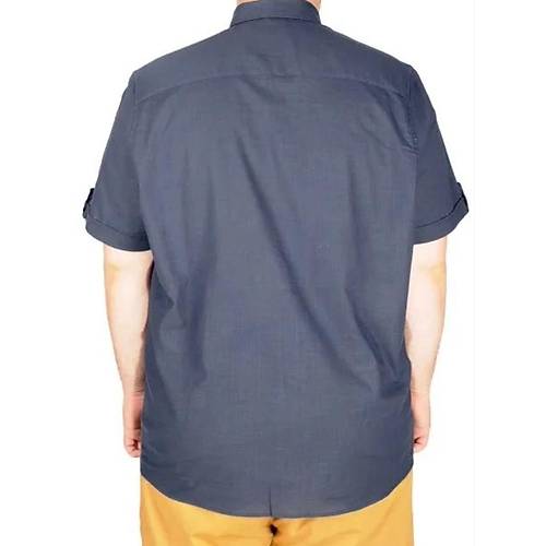 B�y�k Beden Keten Likral� G�mlek Cepli 20389 Lacivert