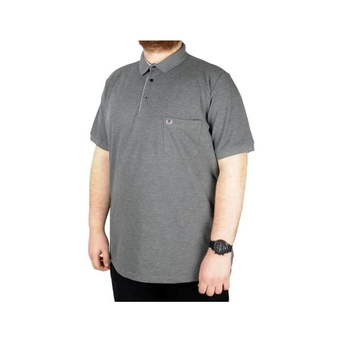 Battal Beden Erkek Tshirt Polo Yaka Cepli Klasik Pike 20552 Antramelanj