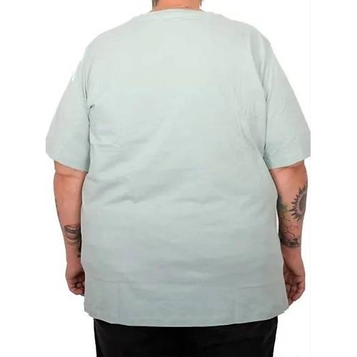 B�y�k Beden Erkek Basic Bisiklet Yaka T-Shirt 20031 M�NT YE��L�