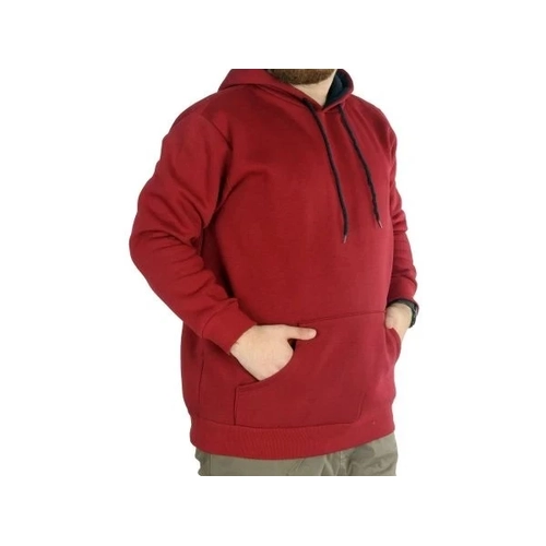 Erkek Sweatshirt Kap�onlu Kanguru Pocket Basic  20562 Bordo