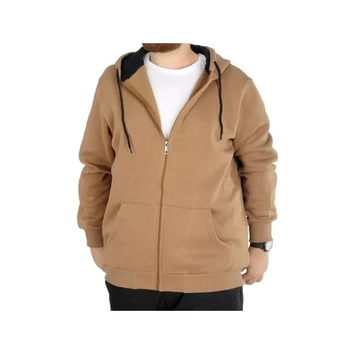 Erkek Sweatshirt Kap�onlu Zippered Basic 20543 S�tl�kahve