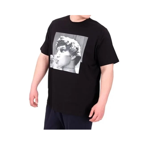 B�y�k Beden Erkek T-Shirt Bisiklet Yaka STATUE 25027 Siyah