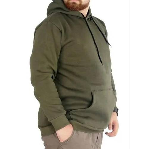 Erkek Sweatshirt Kap�onlu Pocket Basic  20562 Haki