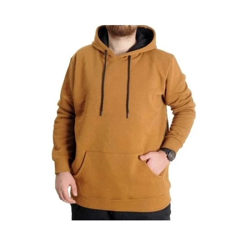 B�y�k Beden Sweat Kap�on Kangoroo Pocket Basic 20562 Camel