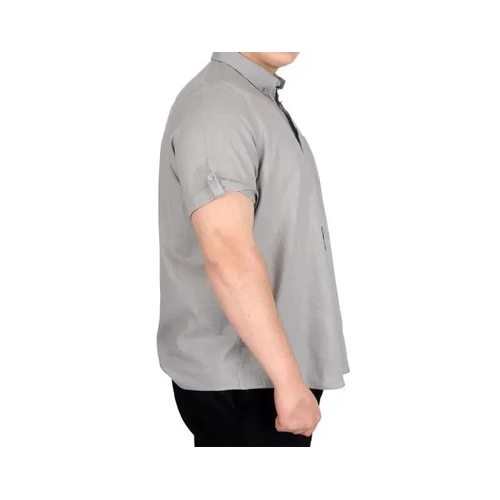 B�y�k Beden Keten Likral� G�mlek Cepli 20389 Gri