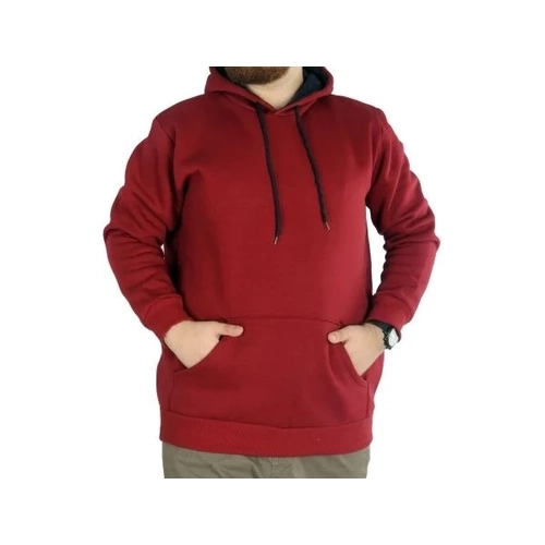 Erkek Sweatshirt Kap�onlu Kanguru Pocket Basic  20562 Bordo