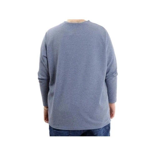 B�y�k Beden Erkek Sweatshirt Bisiklet Yaka Uzun Kol WAFFLE 23460 �ndigo