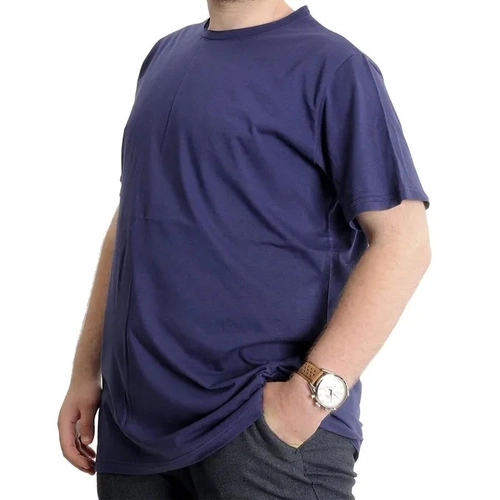 B�y�k Beden Erkek T-shirt Pis Yaka Basic 23035 A.Lacivert