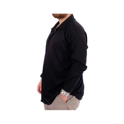 B�y�k Beden Erkek G�mlek Apas Yaka Uzun Kol JAKAR U24381 Siyah