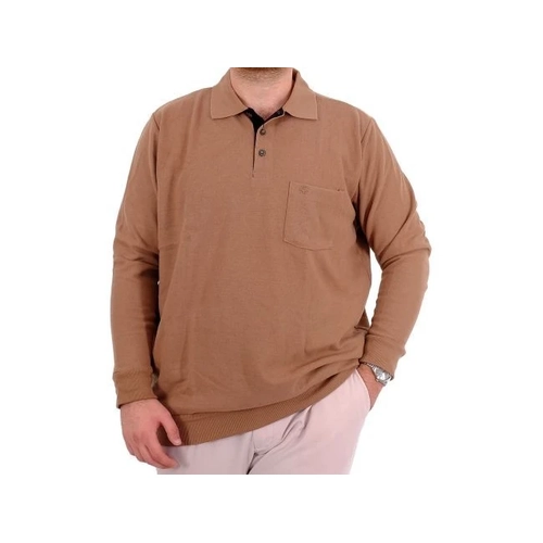 B�y�k Beden Erkek Sweat Polo Selanik Basic 20441 S�tl� Kahve