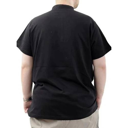 B�y�k Beden Erkek Ti��rt D��meli Hakim Yaka T-Shirt 24339 Siyah