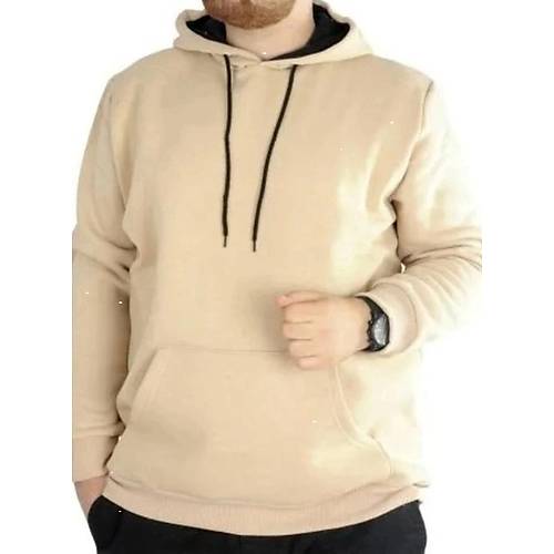 Erkek Sweatshirt Kap�onlu Pocket Basic  20562 Bej