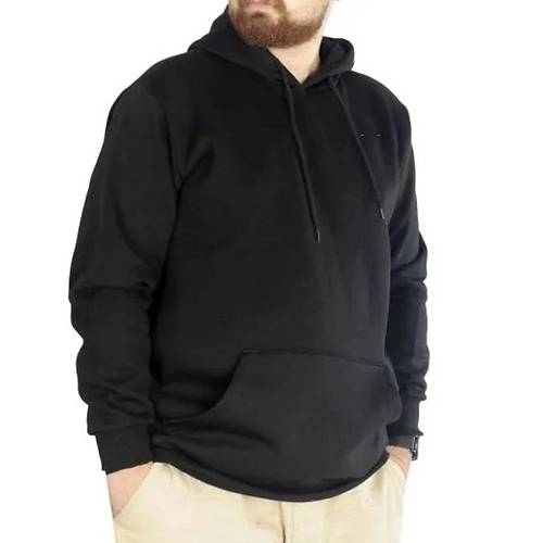 Erkek Sweatshirt Kap�onlu Kanguru Pocket Basic  20562 Siyah