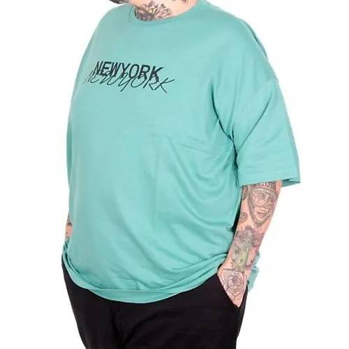 B�y�k Beden Unisex Bisiklet Yaka Tshirt New York 26204 �A�LA