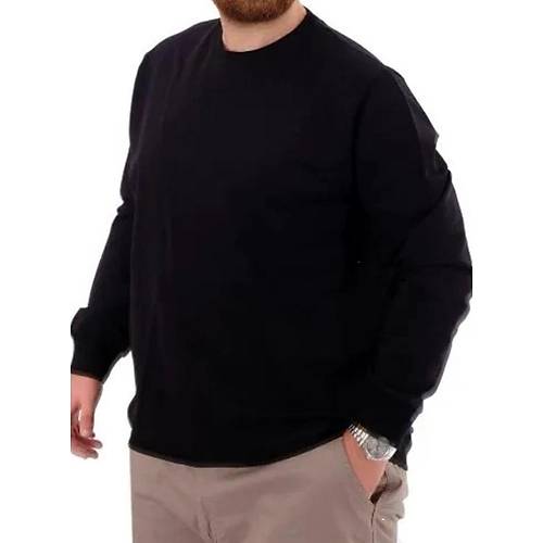 B�y�k Beden Erkek Sweat B�s Yaka U24174 Siyah