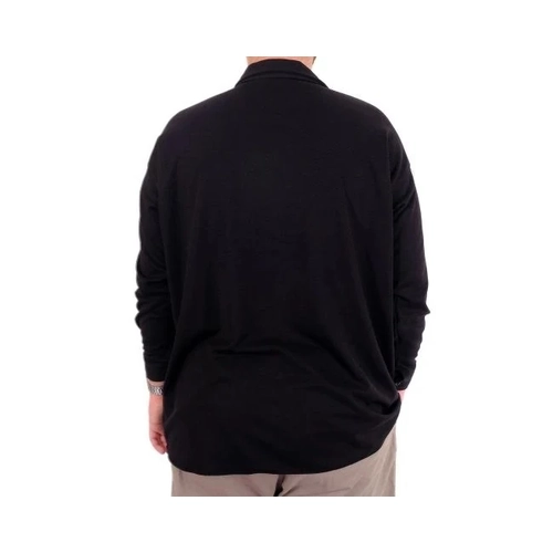 B�y�k Beden Erkek G�mlek Apas Yaka Uzun Kol JAKAR U24381 Siyah