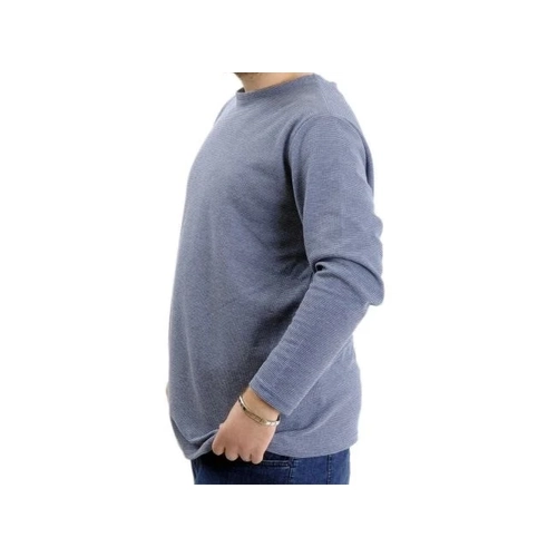 B�y�k Beden Erkek Sweatshirt Bisiklet Yaka Uzun Kol WAFFLE 23460 �ndigo