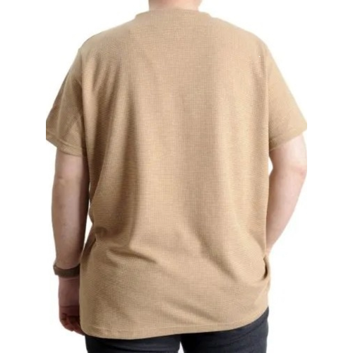 B�y�k Beden Erkek T-shirt Bisiklet Yaka Waffle 20033 bej