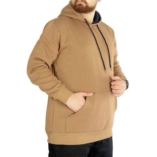 Erkek Sweatshirt Kap�onlu Pocket Basic  20562 S�tl�kahve