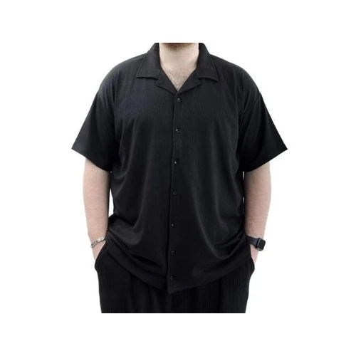 B�y�k Beden Erkek G�mlek Apas Yaka JAKAR U24380 Siyah