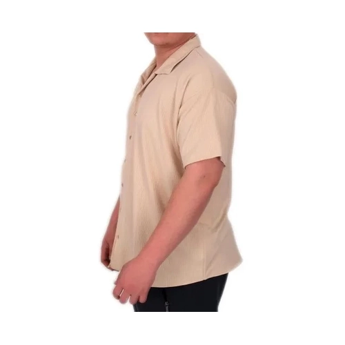 B�y�k Beden Erkek G�mlek Apas Yaka �erit Desen Jakar U24382 Bej