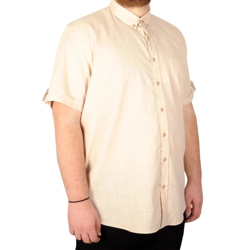 B�y�k Beden Keten Likral� G�mlek Cepli 20389 Bej