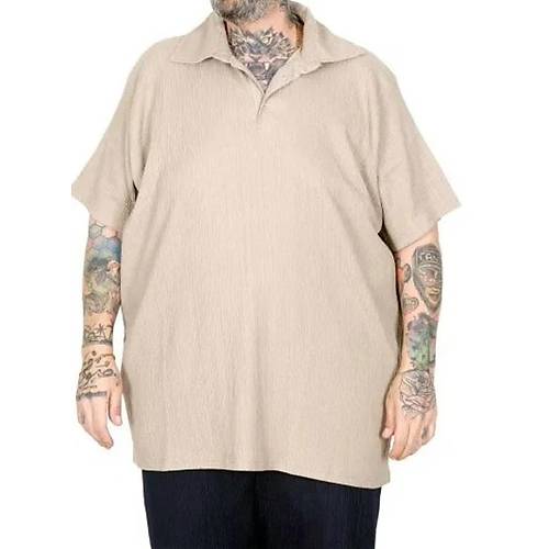 B�y�k Beden Erkek Ti��rt Polo Yaka JAKAR 24337 Bej