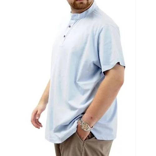 B�y�k Beden Erkek Ti��rt D��meli Hakim Yaka T-Shirt 24339 Mavi