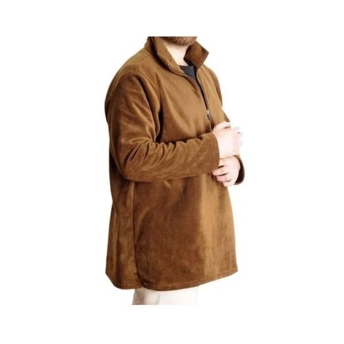 Erkek Sweat Polo Yaka Yar�m Fermuarl� Polar 22548 Kahverengi