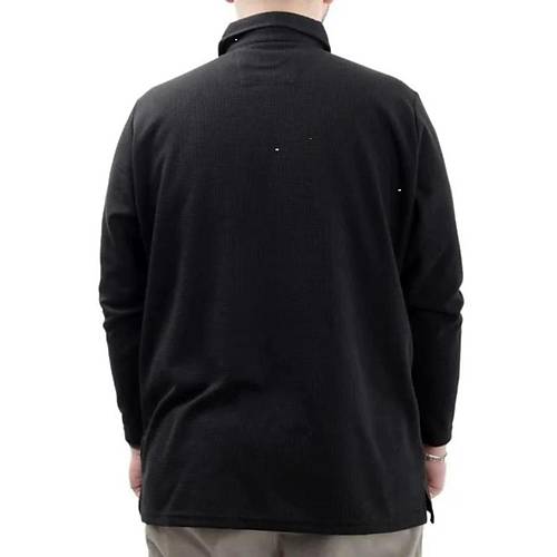 B�y�k Beden Erkek Sweatshirt Polo Yaka Uzun Kol WAFFLE 23449 Siyah