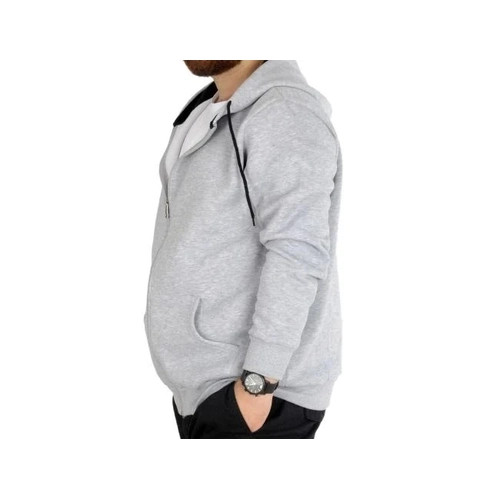 Erkek Sweatshirt Kap�onlu Zippered Basic 20543 Grimelanj