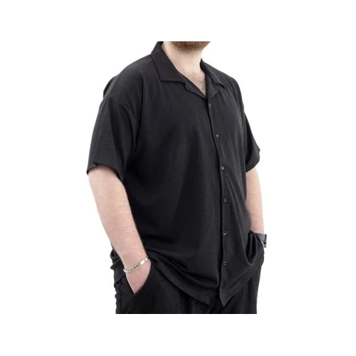 B�y�k Beden Erkek G�mlek Apas Yaka JAKAR U24380 Siyah