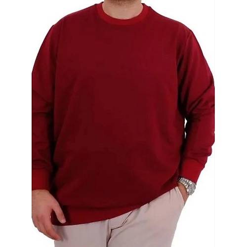 B�y�k Beden Erkek Sweat B�s Yaka U24174  Bordo