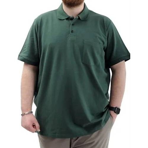 B�y�k Beden Erkek T-Shirt Polo Yaka Cepli Klasik 20550 Nefti
