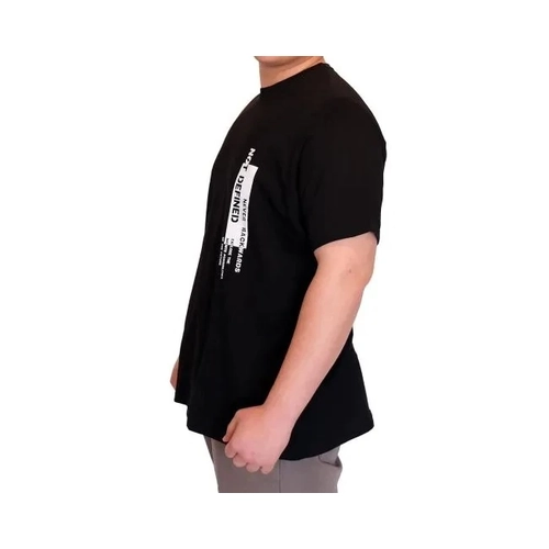 B�y�k Beden Erkek T-Shirt Bisiklet Yaka NOT DEFINETS Bask�l� U25009 Siyah