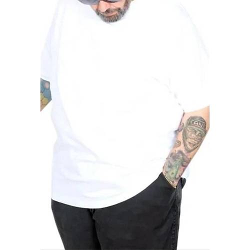 B�y�k Beden Erkek T-shirt Basic 20031 Beyaz