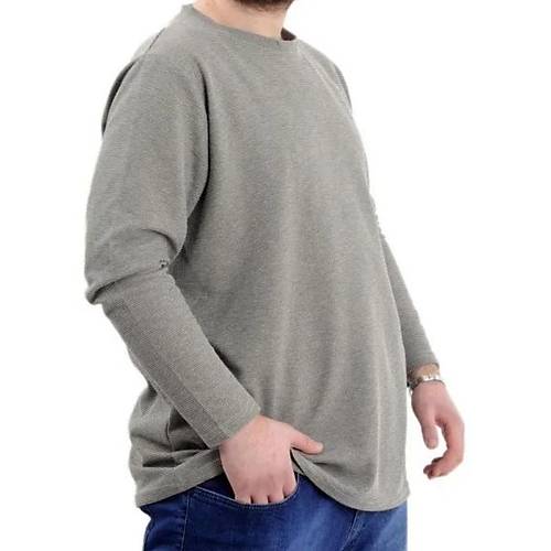 B�y�k Beden Erkek Sweatshirt Bisiklet Yaka Uzun Kol WAFFLE 23460 Haki