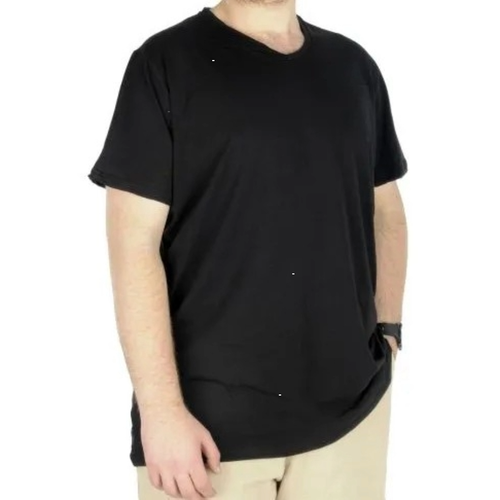 B�y�k Beden T-Shirt V Yaka Likral� 20150 Siyah
