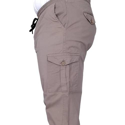 B�y�k Beden Erkek Pantolon Keten Kargo Jogger 21911 Ta� Rengi
