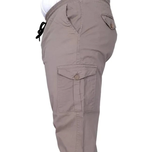 B�y�k Beden Erkek Pantolon Keten Kargo Jogger 21911 Ta� Rengi