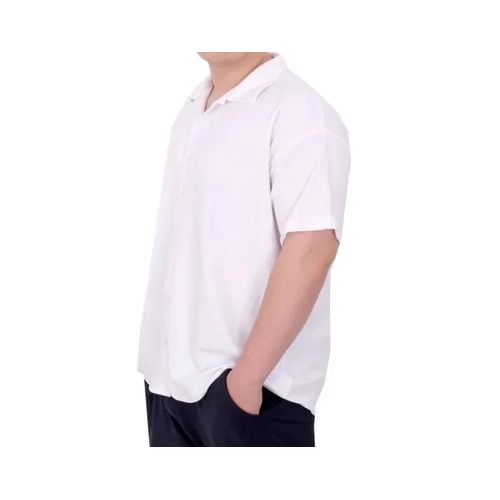 B�y�k Beden Erkek G�mlek Apas Yaka �erit Desen Jakar U24382 Beyaz